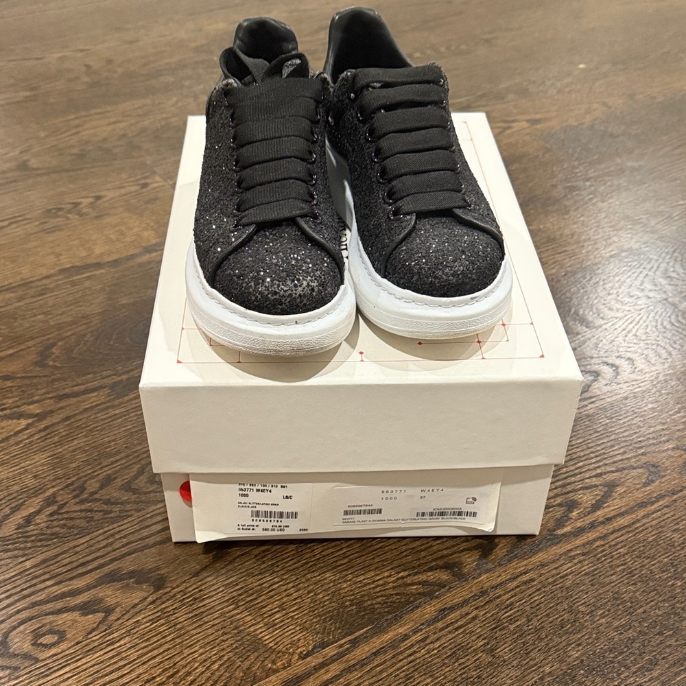 Alexander McQueen Black Glitter Women’s Sneakers Size 37 - Picture 16 of 16